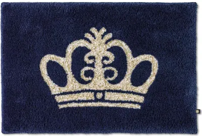 Produktbild von Rhomtuft Badteppich Crown eckig 70 x 120 cm  Farbe kobalt/weiss-goldlurex