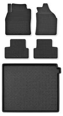 Productafbeelding van Rubberen automatten + kofferbakmat voor Peugeot 5008 II vanaf 2017 – 5-delig, zwart, op maat – Wielganizator Semi-Universal