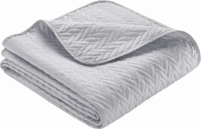 Produktbild von Ibena Tagesdecke Nancy 280x250 cm - Microfasergewebe grau einfarbig, gemustert, hochwertig und leichte Decke, 100 % Polyester