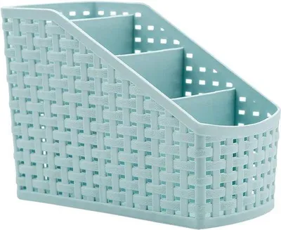 Immagine prodotto di Cassetti in plastica, portacosmetici, cassetto in plastica, cassetto a 4 scomparti in plastica, blu, per ufficio, camera da letto, cucina, casa