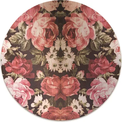 Produktbild von Rundmatte - Stuhlunterlage Bürostuhlunterlage - Rund Ø 100 cm - Bodenmatte - Fußmatte - rote Rosen