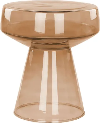 Obrázek produktu pro BELIANI Boční koncový stolek průhledné zlaté a hnědé sklo 37 x 37 x 43 cm Kávová konzole Oválný designový tvar Obývací pokoj Moderní