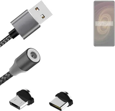 Produktbild von K-S-Trade Hochwertiges Magnet-Lade-kabel Sync-Kabel Daten-Kabel für ZTE Axon 60 Ultra mit USB-Typ-C-Anschluss und Micro-USB-Anschluss 2A bis zu