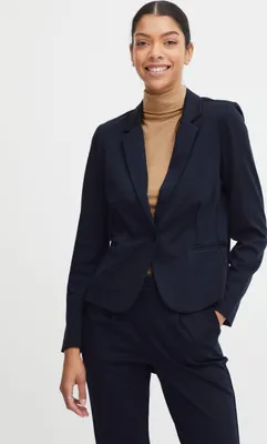 Obrázek produktu pro b.young BYRizetta Dámské sako Sako na oblek s elastickým límcem s klopami 1 knoflík Páskové kapsy Slim fit