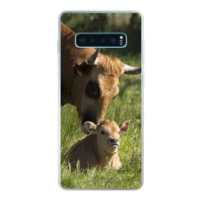 Produktbild von MuchoWow® Handyhülle Schutzhülle Hülle für Samsung Galaxy S10 Lite Kuh - Gras - Horn - Kalb Silikon Softcase Handy Hülle - Schutz