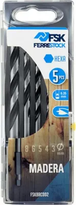 Produktbild von Ferrestock Fskbrc002 Hexa Holzbohrer-set Silber Silber One Size