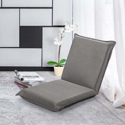 Fotel podłogowy COSTWAY z 6-stopniową regulacją oparcia, tapicerowany fotel podłogowy, fotel do gier, leżak relaksacyjny, leniwa sofa, nośność 150 kg, fotel do medytacji szary