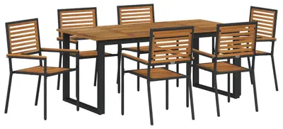 Produktbild von vidaXL Garten Essgruppe 7 pcs Schwarz Massivholz Akazie