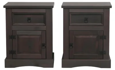 Produktbild von New Mexico Nachttisch 2 stk. Breite 53 cm, Höhe 66 cm mit 1 Schublade und 1 Tür kolonial gebeitzt/Wachs.