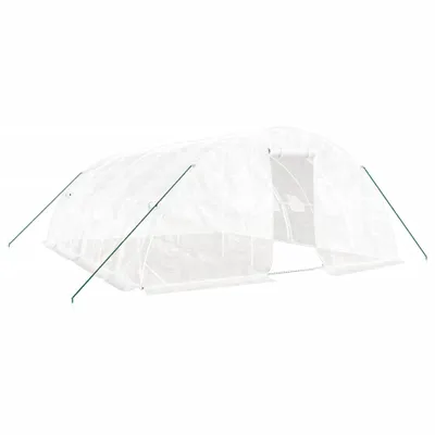 Produktbild von vidaXL Gewächshaus mit Stahlrahmen Weiß 30 m² 6x5x2,3 m