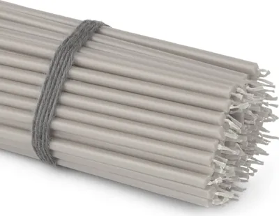 Produktbild von 100x Stabkerzen grau Rußfrei Tropffrei dünn L 16cm Qualität Paraffinwachs 36115