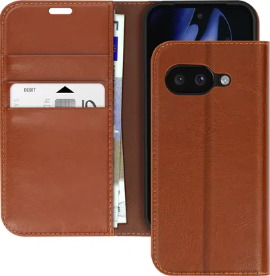 Obrázok produktu pre Avizar, kožené puzdro pre Google Pixel 9a, peňaženka a držiak na video, svetlohnedé
