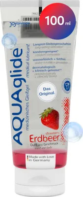 Produktbild von JOYDIVISION AQUAglide Erdbeer Gleitgel 100 ml, Veganes Gleitmittel, Auf Wasserbasis mit einen sinnlichen Erdbeere Duft, kristallklares Gleitmittel geeignet Für Latex-kondome