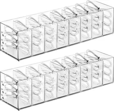 Immagine prodotto di Scatola porta cavi con coperchio e 8 scomparti - Portacavi trasparente per l'ufficio e la casa