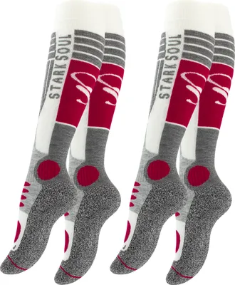 Produktbild von Stark Soul® Ski & Snowboard Socken 2 Paar, mit Spezialpolsterung 35-38 Wollweiss/Grau/Rot