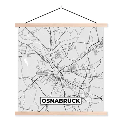 Produktbild von MuchoWow® Textilposter Stadtplan - Deutschland - Karte - Osnabrück 60x60 cm mit holzfarbenen Rahmen - Wanddekoration