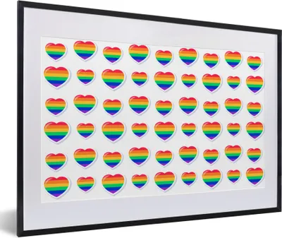 Produktbild von MuchoWow® Gerahmtes Poster Stolz - Muster - Liebe 60x40 cm - Poster mit Schwarzem Bilderrahmen Wandposter Rahmen Foto Bilder - Schlafzimmer - Plakat in Rahmen - Drucken