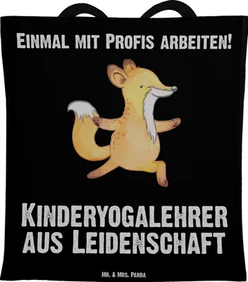 Produktbild von Mr. & Mrs. Panda Schultasche Kinderyogalehrer Leidenschaft - Schwarz - Geschenk, Uni Tasche, Laptoptasche, Shopping, Tote Bag