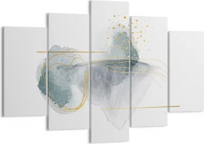 Produktbild von Bild auf Leinwand - Leinwandbild - 5 Teile - Aquarell Flecken Gold - 150x100cm - Wand Bild - Wanddeko - Wandbilder - Leinwanddruck - Bilder - Wanddekoration - Leinwand bilder - EA150x100-4830