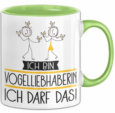 Produktbild von Geschenk für Vogelliebhaberin Tasse Lustige Geschenkidee Geburtstag Ich Bin Vogelliebhaberin Ich Darf Das (Grün)