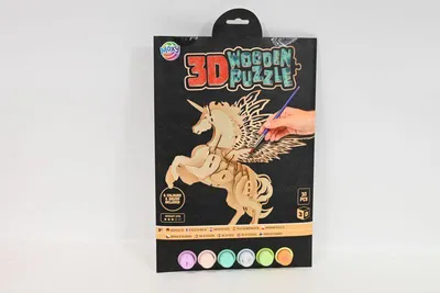 Image de Puzzle 3D licorne en bois 400088J 11698