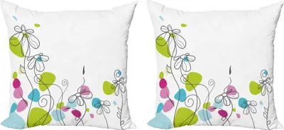 Zdjęcie produktu dla ABAKUHAUS Zestaw poszewek na poduszki w kwiaty (2 szt.), Rumianki-Daisies Kwiaty Wiosna-Kwiaty-Pąki-Liście Natura-Lato, 50 x 50 cm, wielokolorowy