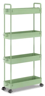 Produktbild von Mobiler Küchenwagen Organizer Schmaler Regal 4-Ebenen Grün