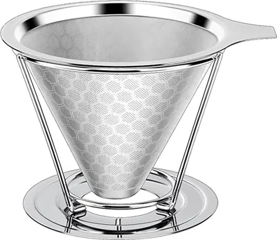 Produktbild von Kaffeefilter Wiederverwendbar,Kaffeefilter aus Edelstahl mit abnehmbarem Ständer Papierloser Kaffeefilter zur Herstellung von manuellem Kaffee