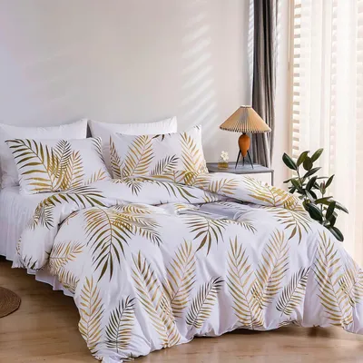 Produktbild von Bettwäsche-Set Mikrofaser 140 x 200 cm mit Kissenbezug 65 x 65 cm Gold-weiß