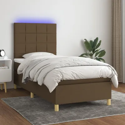 Produktbild von The Living Store Boxspringbett mit Matratze & LED Dunkelbraun 80x200 cm Stoff