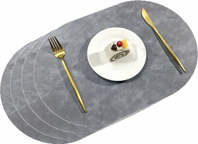 Produktbild von Tischsets Leder und Untersetzer, Platzsets Abwaschbar Rund Doppelseitig Anti-Rutsch Taschenleder Lederspitze Tischset