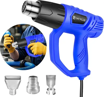 Obrázek produktu pro Horkovzdušná pistole, duální regulace teploty, ergonomický design, modrá 3 trysky