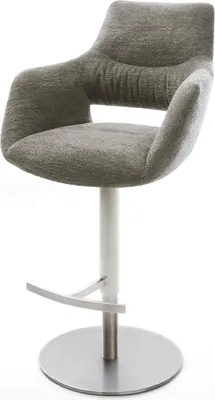 Produktbild von DELIFE Barstuhl Yago-Flex Bouclé Soft Schlamm Drehfuß höhenverstellbar Edelstahl Silberfarben Taschenfederkern