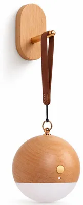 Produktbild von Holz Wandlampe LED, wiederaufladbares Nachtlicht mit Sprachsteuerung, 3-stufig dimmbar, 3000K Warmweiß, USB, 1000mAh