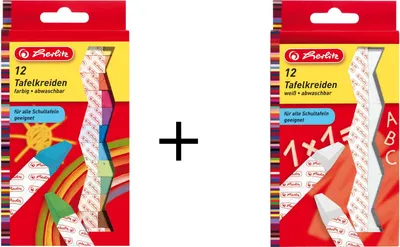 Produktbild von Herlitz Tafelkreiden Set 24tlg. / 12 Stangen farbig + 12 Stangen weiß