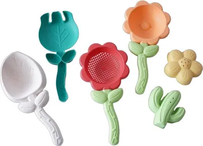 Produktbild von PLEJO Sandspielzeug-Set mit 6 Blumen-Sandförmchen für Strand und Sandkasten