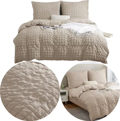 Produktbild von Bettwäsche Beige 220x200cm 100% Mikrofaser + 2 Kopfkissenbezüge 70x80 CREASY