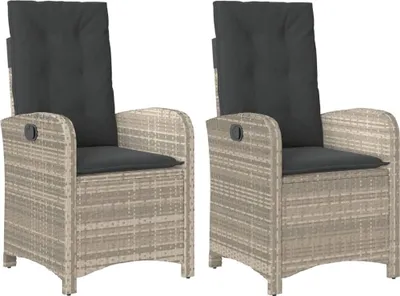 Produktbild von Gartensessel mit Kissen 2 Stk. Verstellbar Hellgrau Poly Rattan