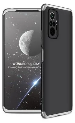 Produktbild von 360 Grad-Case Redmi Note 10 Pro mit 2.5D Glas - Farbe: Schwarz & Silber - Modellkompatibilität: Für Xiaomi Redmi Note 10 Pro