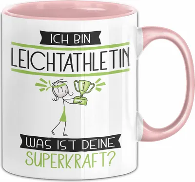 Produktbild von Leichtathletin Geschenk Tasse Ich Bin Leichtathletin Was Ist Deine Superkraft Geschenkidee Lustig Geburtstag Weihnachten (Rosa)
