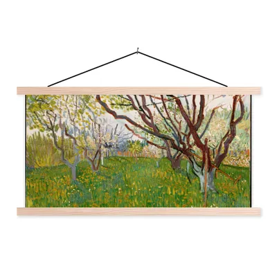 Produktbild von MuchoWow® Textilposter Blühender Obstgarten - Vincent van Gogh 120x60 cm mit holzfarbenen Rahmen - Klemmleiste