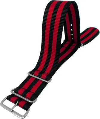 Produktbild von Outdoorband XL Uhrenarmband Nylon | Minott Durchzugsband schwarz/rot, Stegbreite:24mm