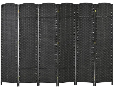Image de Cloisonnement d'intérieur en 6 panneaux - Diviseur de pièce | Couleur : Noir | Dimensions : 240 x 1,6 x 170 cm