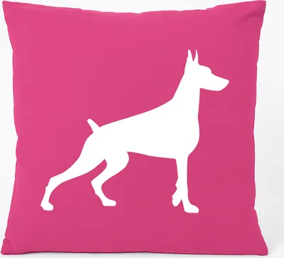 Produktbild von Huuraa Kissen Dobermann Silhouette 40x40cm mit Füllung Fuchsia Baumwolle Dekokissen Geschenkidee