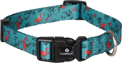Produktbild von Flamingo Halsband Samar mit Flamingo grün, Maße: 30-45 cm / 15 mm