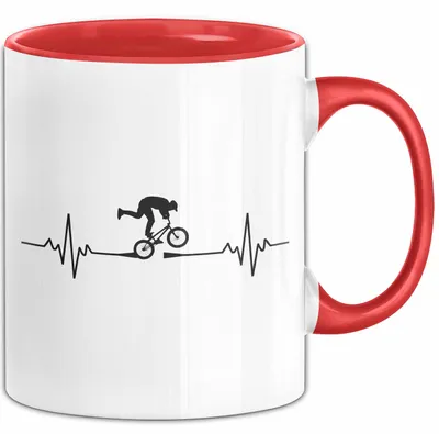 Produktbild von Fahrradfahren Tasse Geschenk Fahrradfahrer Herzschlag Biker Geschenkidee Lustig (Rot)