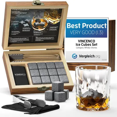 Immagine prodotto di Pietre per whisky, cubetti di ghiaccio in basalto, set da 12 pezzi + sacchetto di conservazione e pinza per il ghiaccio - Pietre refrigeranti riutilizzabili, alternative ai cubetti di ghiaccio