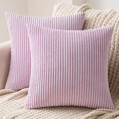 Immagine prodotto di Set di 2 federe per cuscini, colore viola, 40x40 cm, con cerniera nascosta