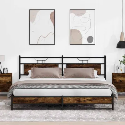 Produktbild von Metallbett ohne Matratze Räuchereiche 200x200 cm