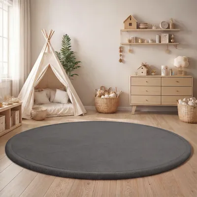 Produktbild von Kinderteppich Kinderzimmer Teppich Baby Spielteppich Flauschig Rutschfest Deko Grösse 200 cm Rund